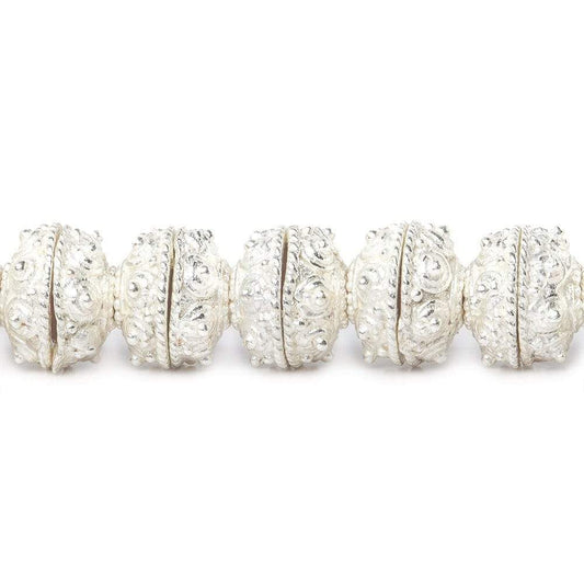 8mm Sterling Silver plated Copper Bead Cap Moroccan Dot 8 inch 60 beads