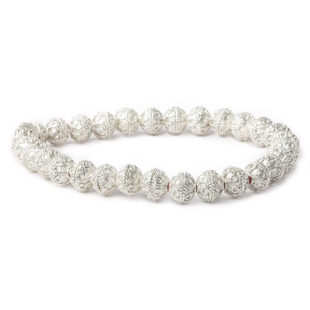 8mm Sterling Silver plated Copper Bead Cap Persian 8 inch 58 beads