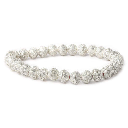 8mm Sterling Silver plated Copper Bead Cap Persian 8 inch 58 beads