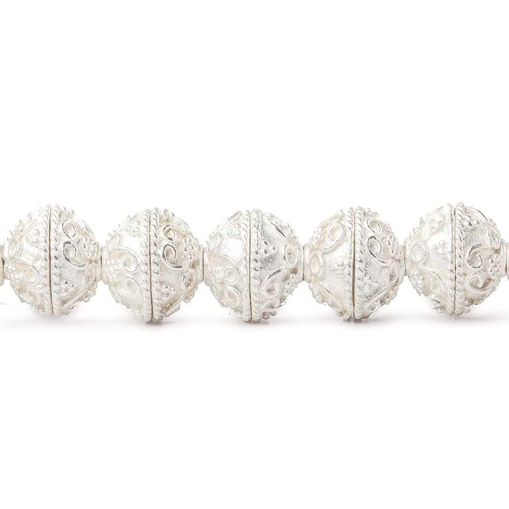 8mm Sterling Silver Plated Copper Bead Cap Round Petite Circle & Swirl 8 inch 54 beads