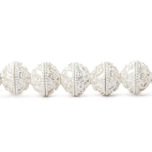 8mm Sterling Silver Plated Copper Bead Cap Round Petite Circle & Swirl 8 inch 54 beads