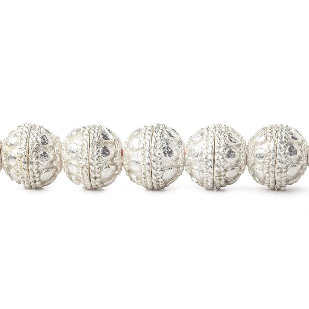 8mm Sterling Silver Plated Copper Bead Cap Round Petite Miligrain Edge & Plain Circle 8 inch 54 beads