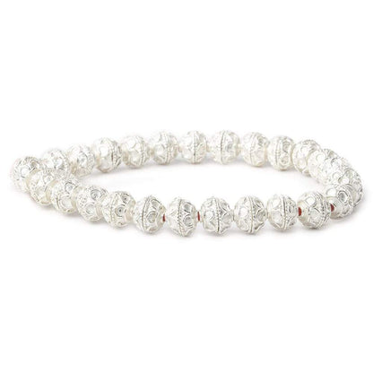 8mm Sterling Silver plated Copper Bead Cap Simple Arch 8 inch 54 beads