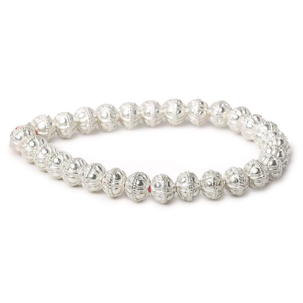 8mm Sterling Silver Plated Copper Bead Round Bail Design 8 inch 28 pcs