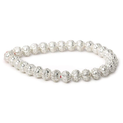 8mm Sterling Silver Plated Copper Bead Round Bail Design 8 inch 28 pcs