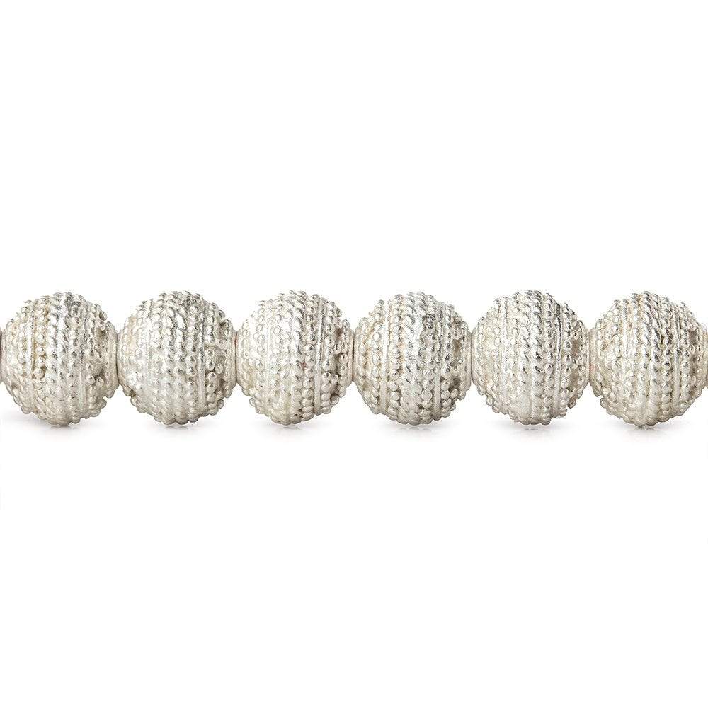 8mm Sterling Silver plated Copper Bead Round Miligrain Body 8 inch 28 pcs