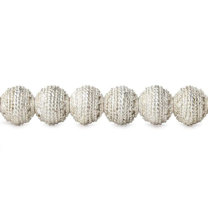 8mm Sterling Silver plated Copper Bead Round Miligrain Body 8 inch 28 pcs