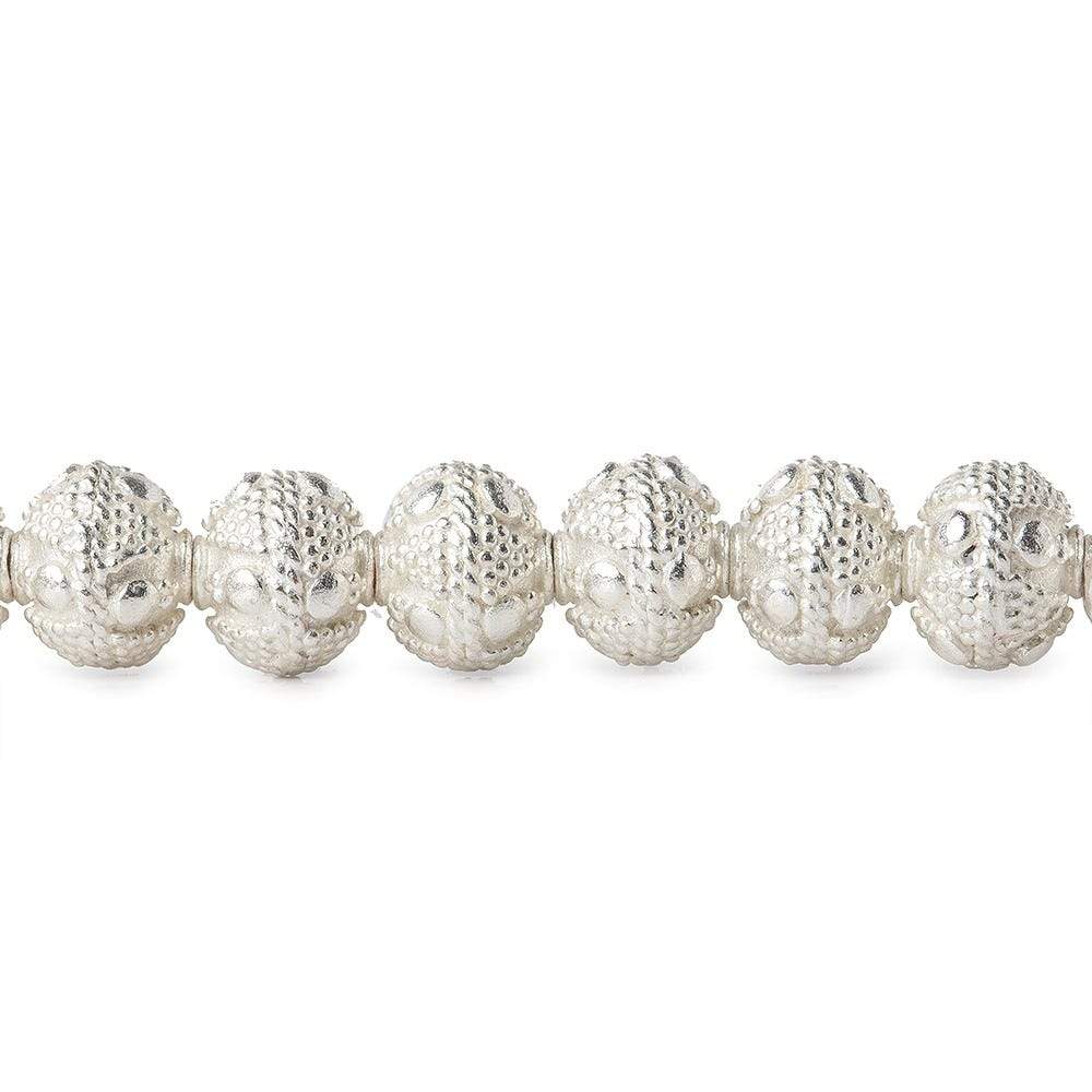 8x7mm Silver Plated Bead Miligrain and Dot 8 inch 28 pieces
