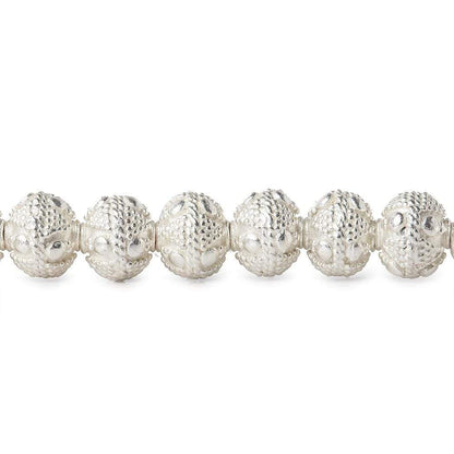 8x7mm Silver Plated Bead Miligrain and Dot 8 inch 28 pieces
