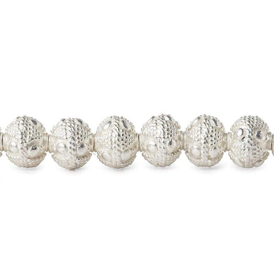 8x7mm Silver Plated Bead Miligrain and Dot 8 inch 28 pieces