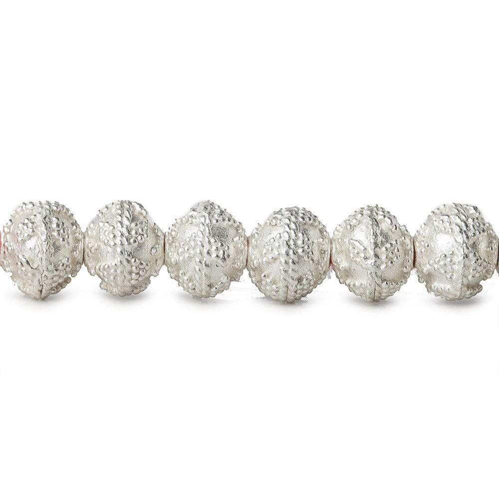 8mm Sterling Silver plated Copper Bead Round Miligrain Triangle Design 8 inch 28 pcs