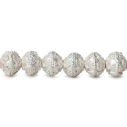 8mm Sterling Silver plated Copper Bead Round Miligrain Triangle Design 8 inch 28 pcs