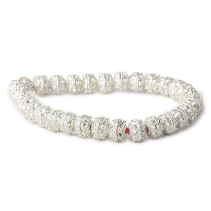 8mm Sterling Silver plated Copper Bead Roval Sphere Design 8 inch 28 pcs