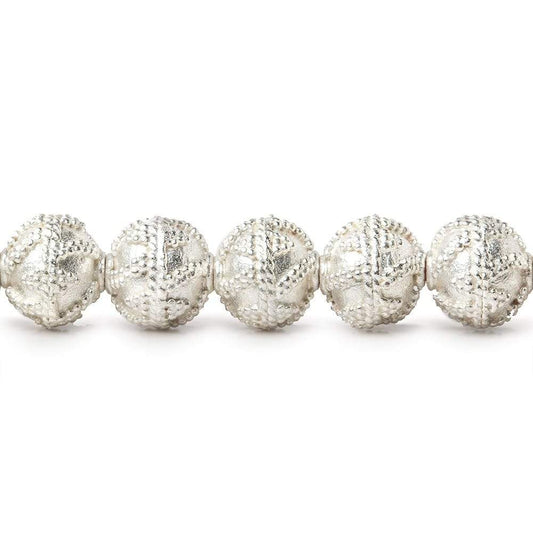 8mm Sterling Silver plated Copper Miligrain Round Bead 8 inch 27 beads