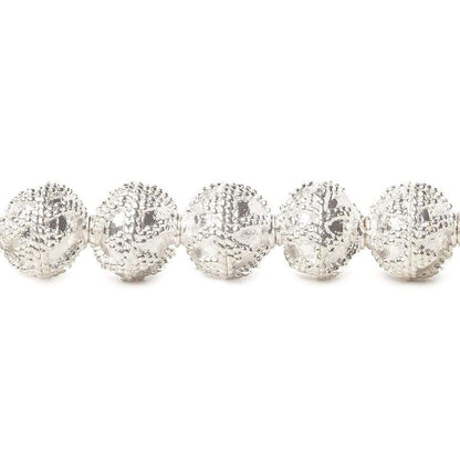 8mm Sterling Silver plated Copper Round Miligrain Bead 8 inch 27 pcs