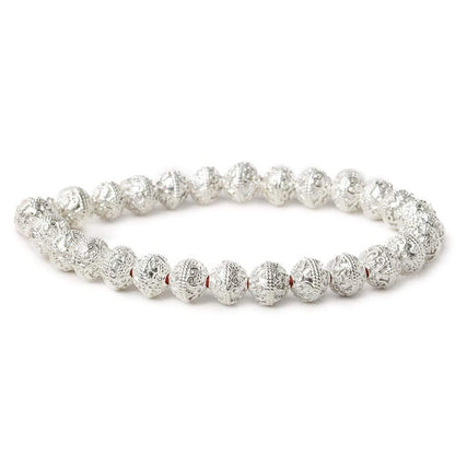 8mm Sterling Silver plated Copper Round Persian Bead 8 inch 27 pcs