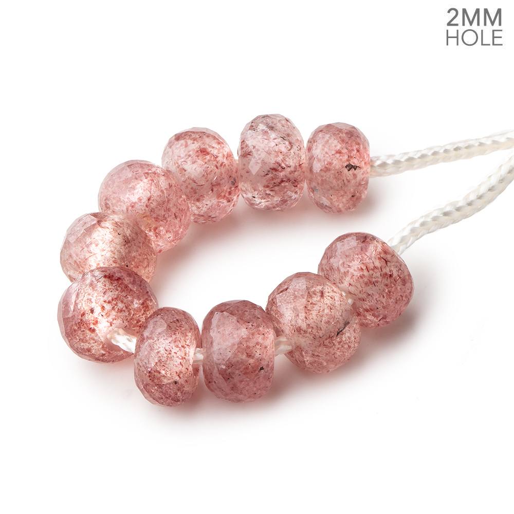8mm Strawberry Quartz 2mm Large Hole Faceted Rondelle Bead Set of 10