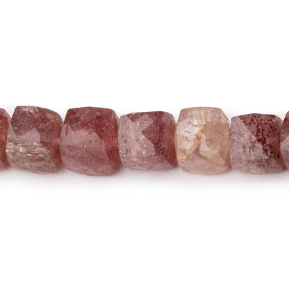 8mm Strawberry Quartz Faceted Cube Beads 8 inch 28 pieces