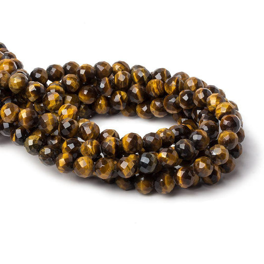 8mm Tiger's Eye Faceted Round Beads 15 inch 47 pieces