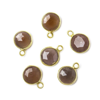 8mm Vermeil Bezel Chocolate Moonstone faceteed coin Pendant 1 piece