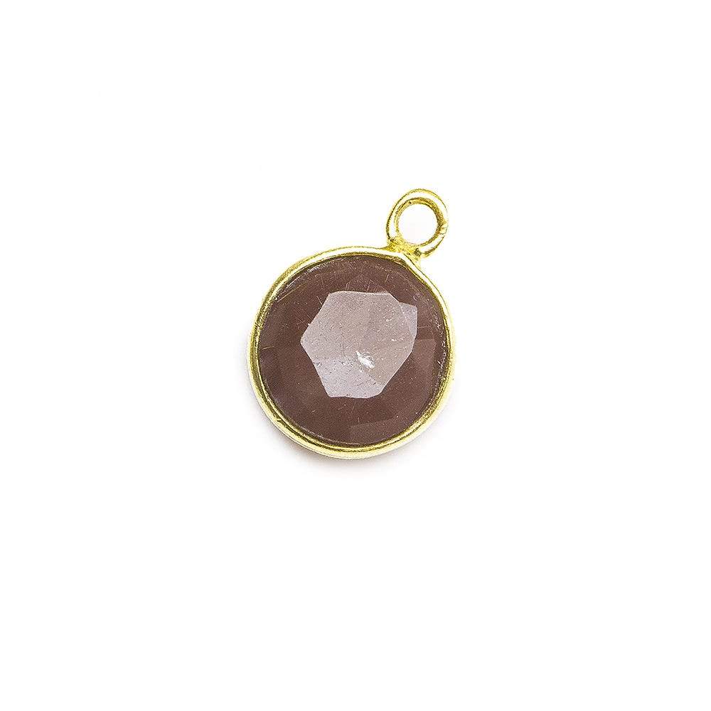 8mm Vermeil Bezel Chocolate Moonstone faceteed coin Pendant 1 piece