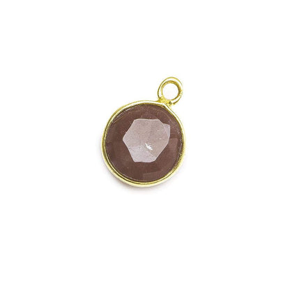 8mm Vermeil Bezel Chocolate Moonstone faceteed coin Pendant 1 piece