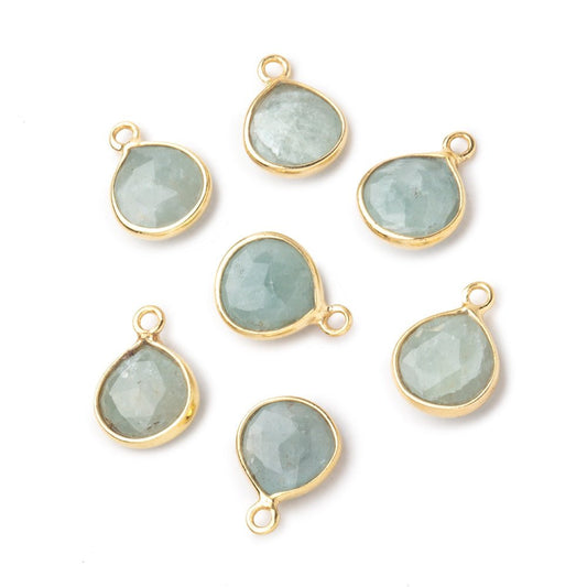 8mm Vermeil Bezel Milky Aquamarine Faceted Heart Pendant 1 Focal piece