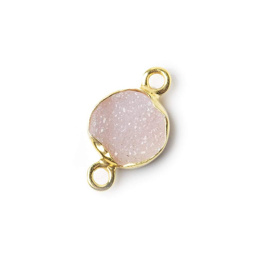 8mm Vermeil Bezel Pink Drusy Coin Connector 1 piece