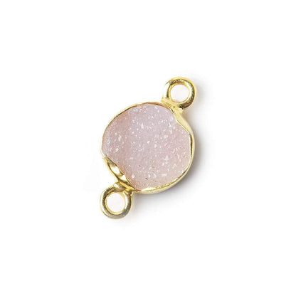 8mm Vermeil Bezel Pink Drusy Coin Connector 1 piece