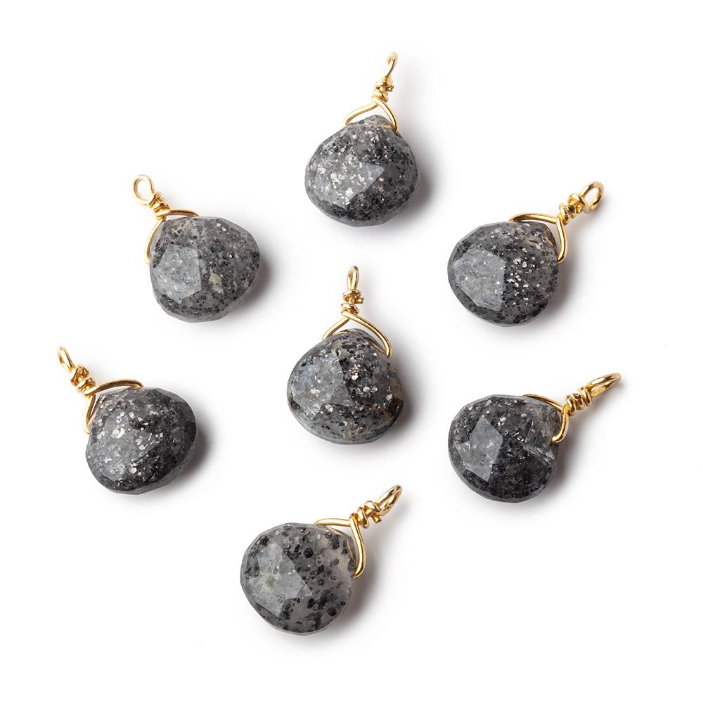 8mm Vermeil Wire Wrapped Celestial Quartz Faceted Heart 1 Focal Pendant