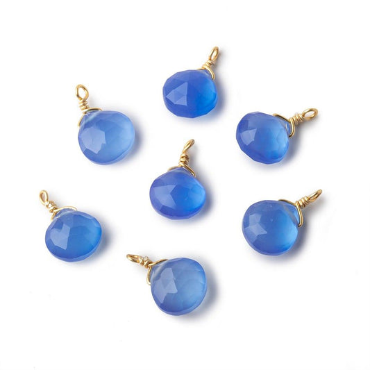 8mm Vermeil Wire Wrapped Santorini Chalcedony Faceted Heart 1 Focal Pendant