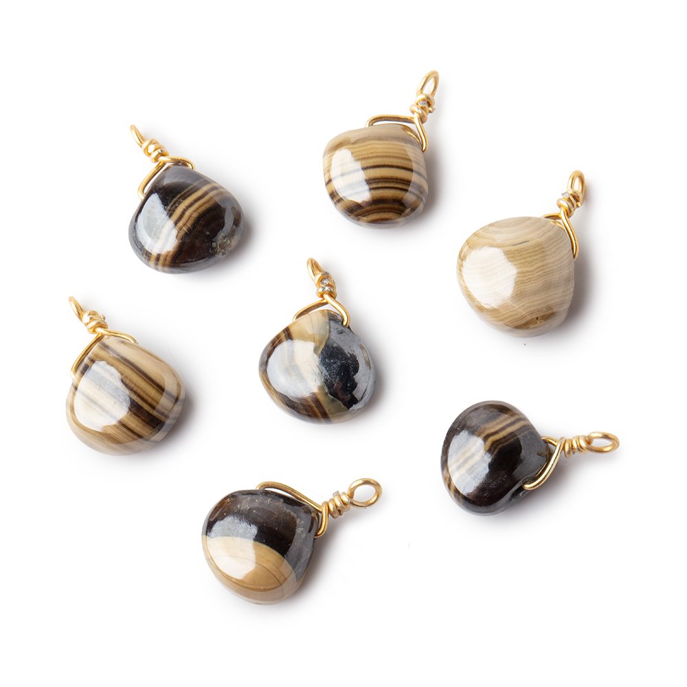 8mm Vermeil Wire Wrapped Schalenblende Plain Heart 1 Focal Pendant