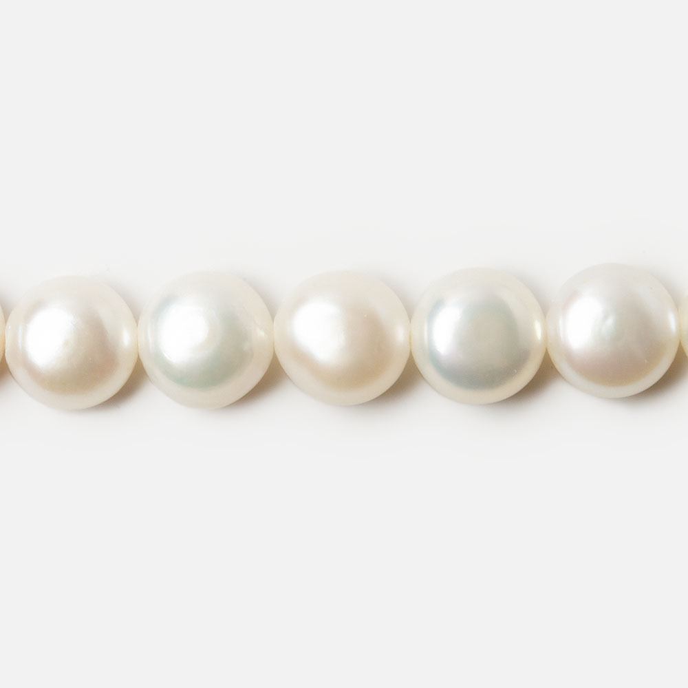 8mm White Button Side Drilled Freshwater Pearls, 16 inch, 50 pieces