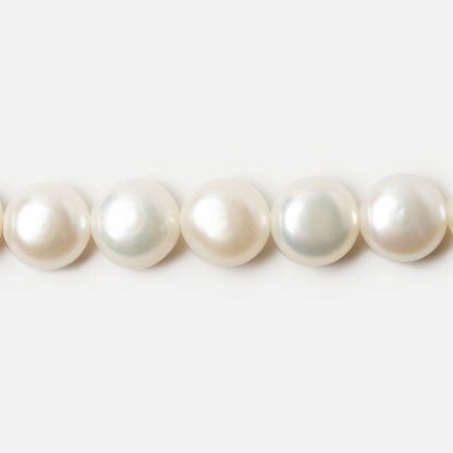 8mm White Button Side Drilled Freshwater Pearls, 16 inch, 50 pieces
