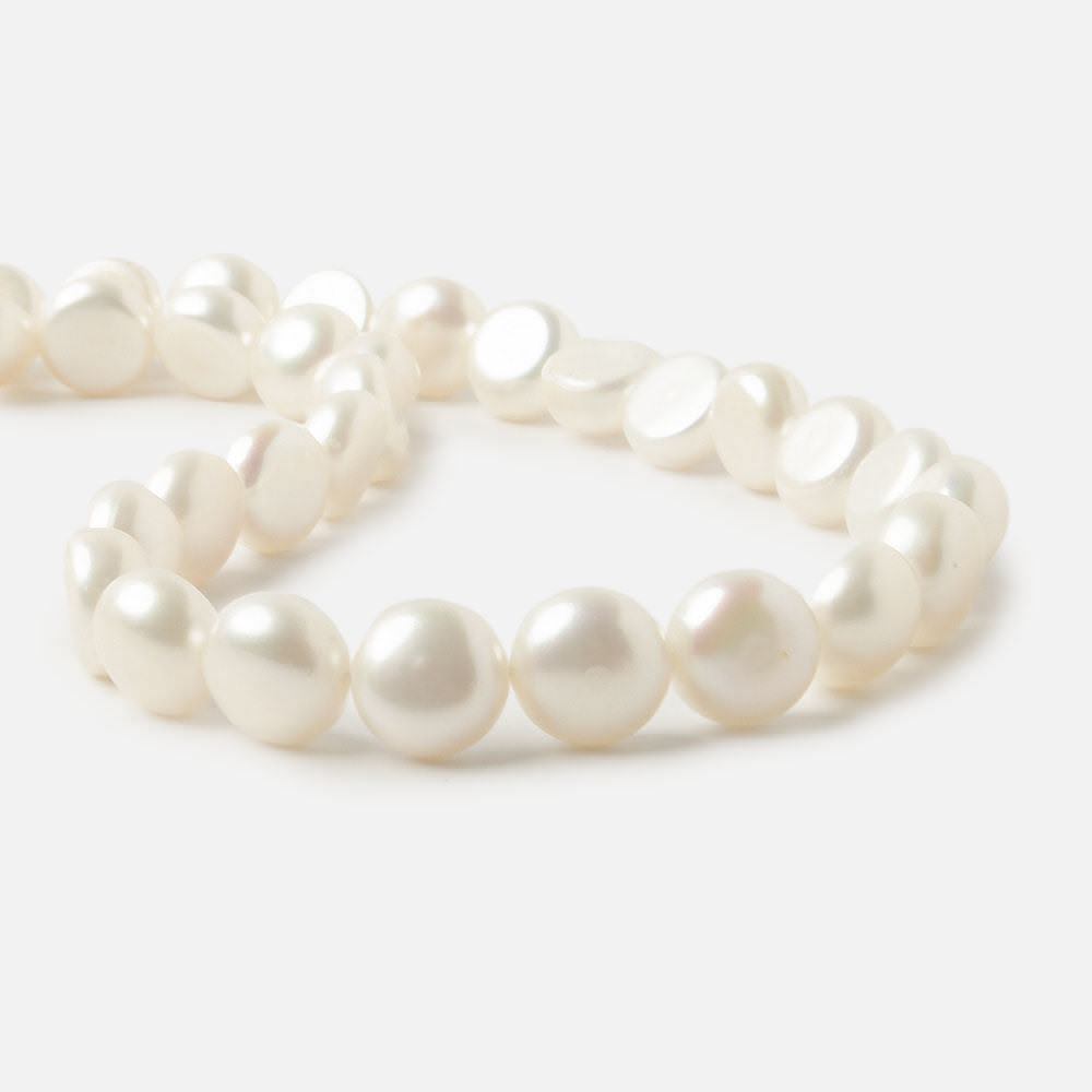 8mm White Button Side Drilled Freshwater Pearls, 16 inch, 50 pieces