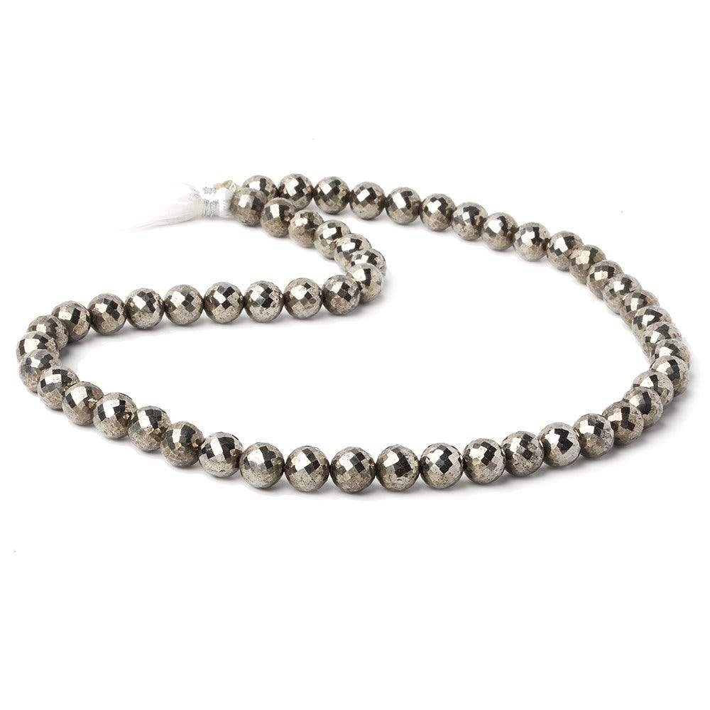 8mm White Pyrite faceted round beads 16 inch 51 pieces AAA