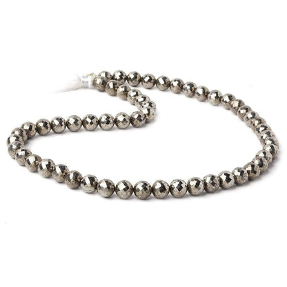 8mm White Pyrite faceted round beads 16 inch 51 pieces AAA