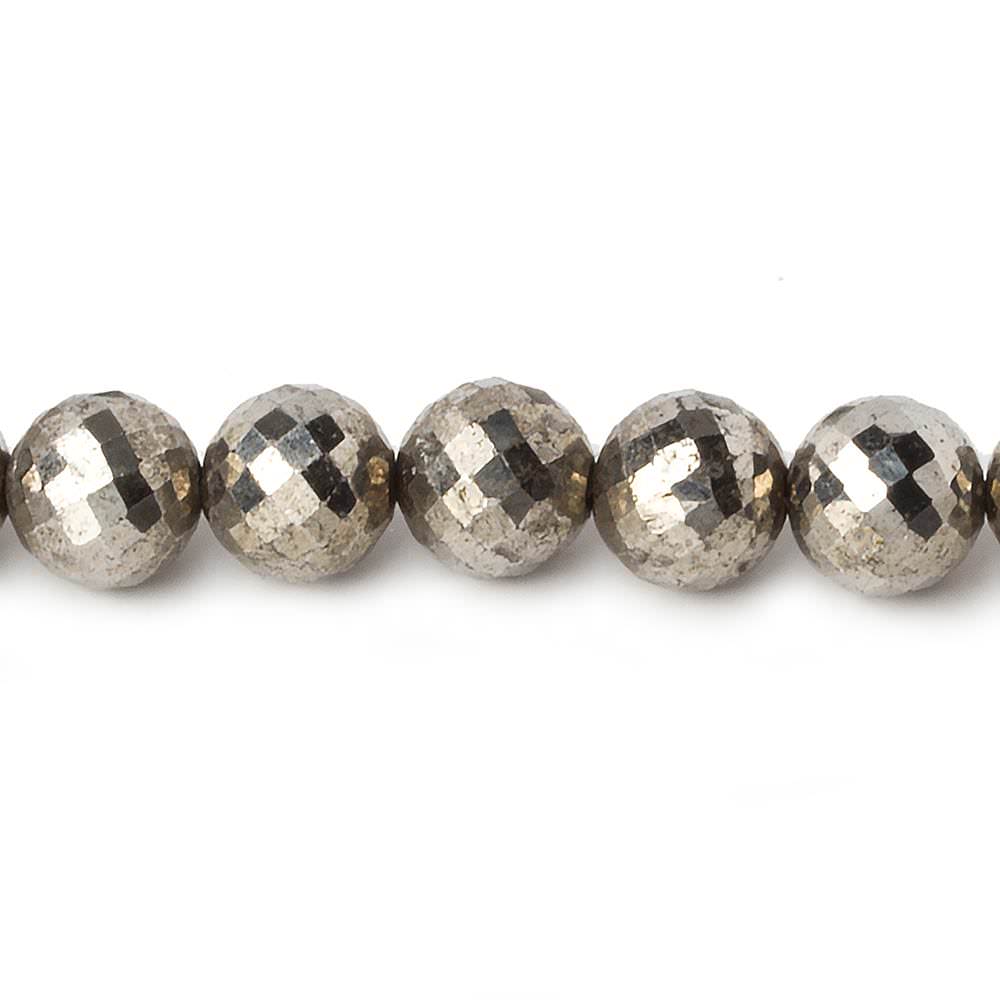 8mm White Pyrite faceted round beads 16 inch 51 pieces AAA