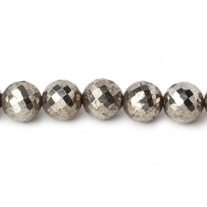 8mm White Pyrite faceted round beads 16 inch 51 pieces AAA
