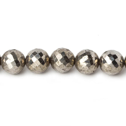 8mm White Pyrite faceted round beads 16 inch 51 pieces AAA