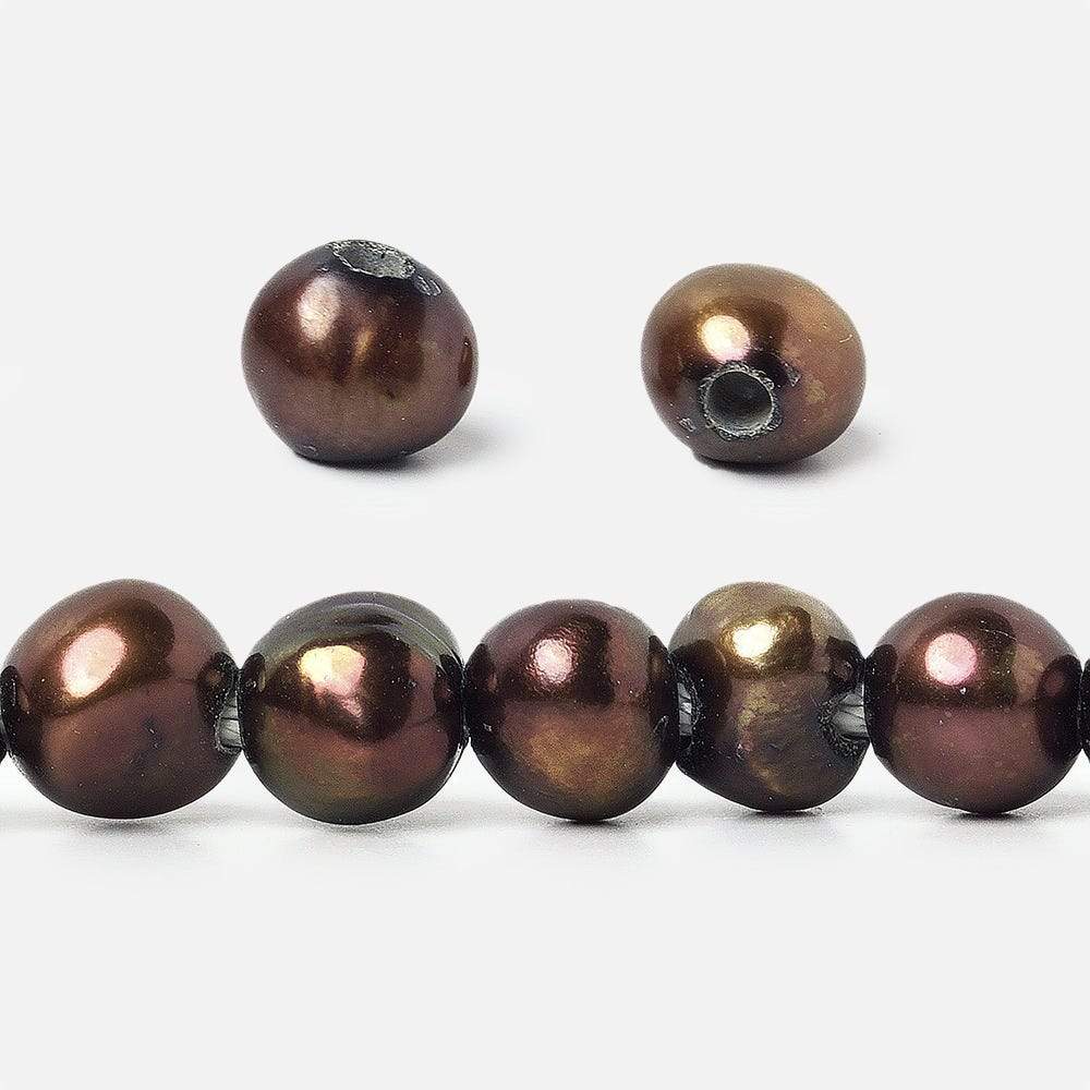 8x10-8x11mm Red Brown Baroque 2.5mm large hole Pearls 15 in. 48 pcs
