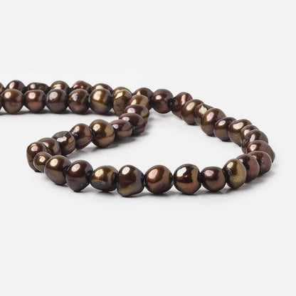 8x10-8x11mm Red Brown Baroque 2.5mm large hole Pearls 15 in. 48 pcs