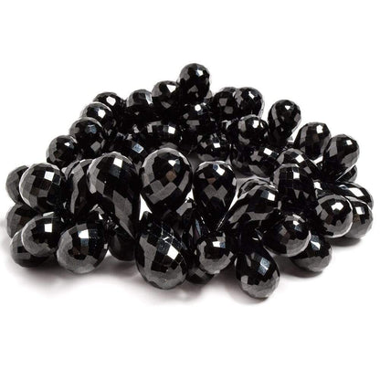 10x8mm-17x11mm Black Spinel Faceted Tear Drop Briolette 8 Inch 65 pieces