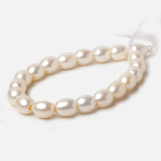 8x10mm Creamy White Straight Drilled Oval Large Hole pearls 8 inch 19 pieces AA