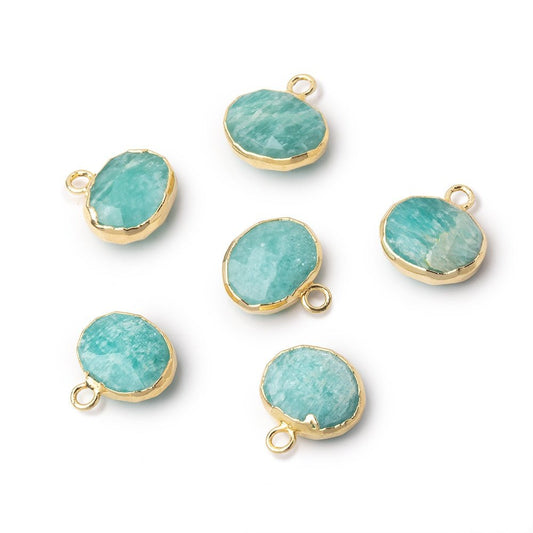 8x10mm Gold Leafed Amazonite Faceted Oval Focal Pendant 1 piece