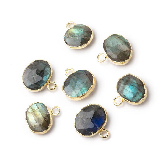 8x10mm Gold Leafed Labradorite Faceted Oval Focal Pendant 1 piece