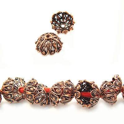 8x17mm Copper Bead Cap Filigree Design *DISCONTINUED*