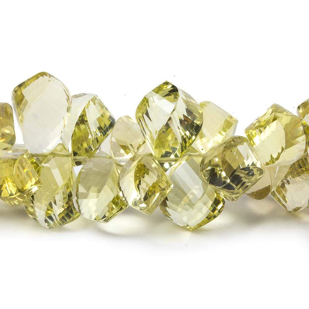 8x4-13x7mm Lemon Quartz Top Drill Faceted Twist 9 inch 75 Beads AAA Grade