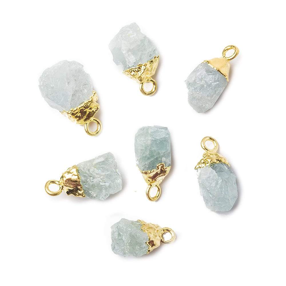 8x4x5mm Gold Leafed Aquamarine Unpolished Natural Crystal Pendant 1 piece