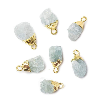 8x4x5mm Gold Leafed Aquamarine Unpolished Natural Crystal Pendant 1 piece